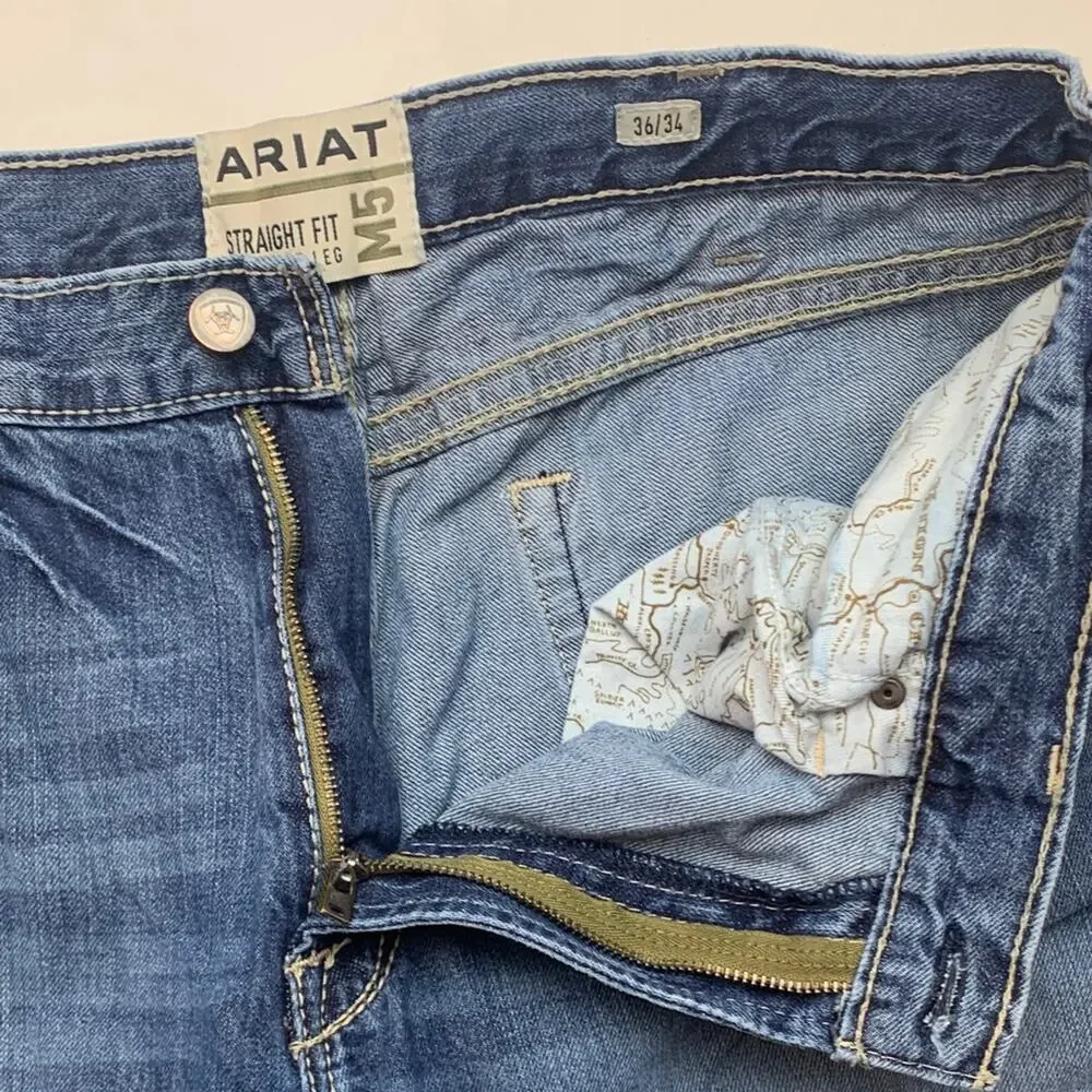 Ariat M5 36 x 32 Straight Fit Blue Jeans denim western rodeo cowboy